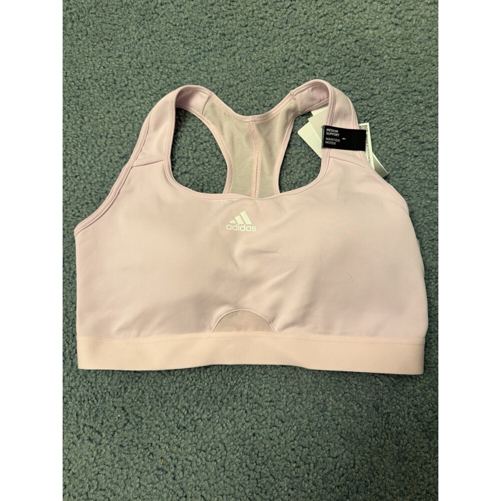 Adidas NWT Womens Plus Size 1X Powerreact Training Medium Support Bra Pink